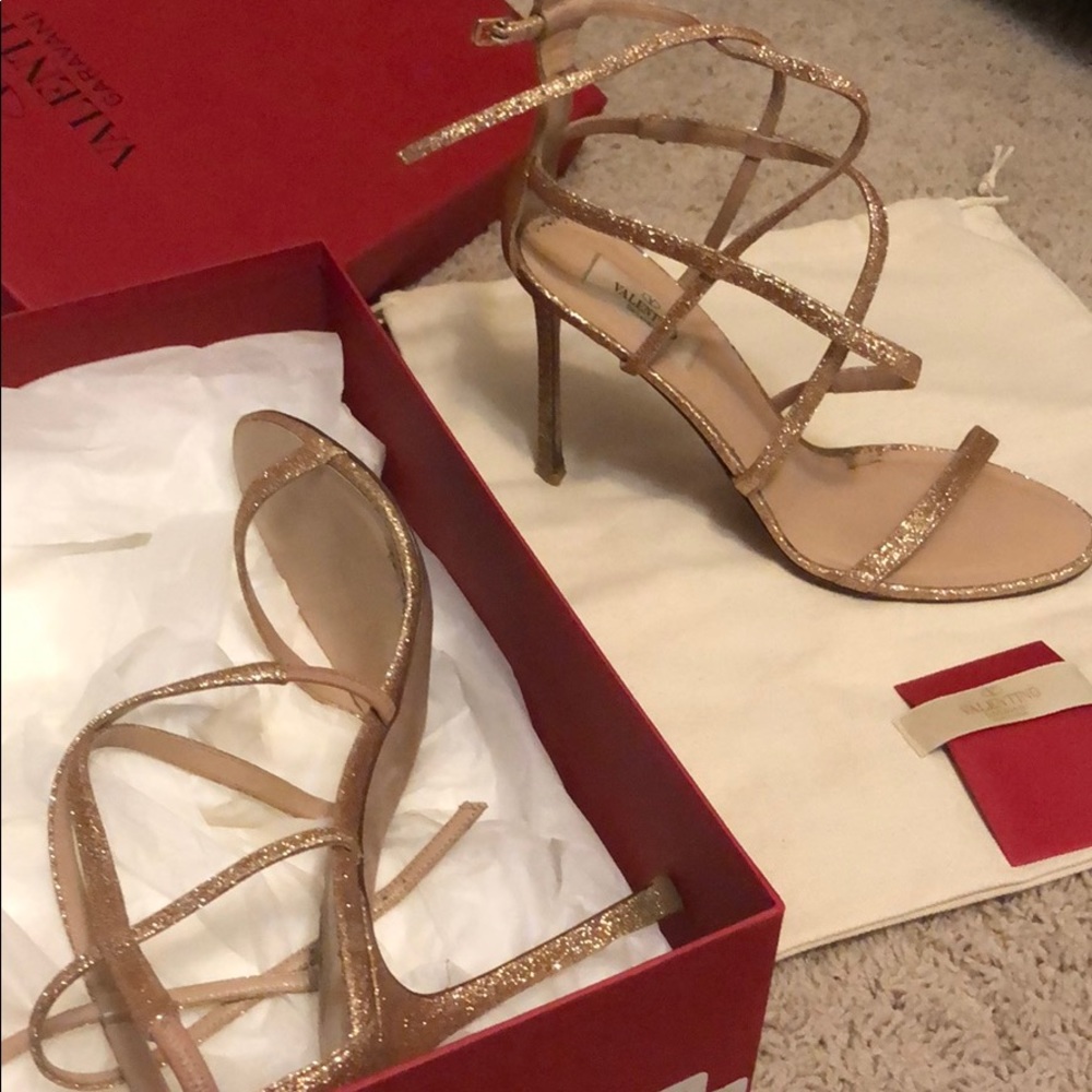Valentino gold strap heels. Worn once